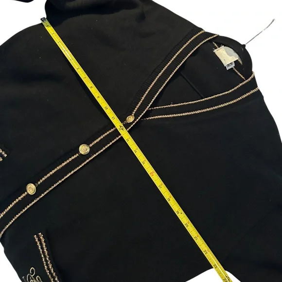 Vintage Sears V-Neck Cardigan with Gold Buttons and Metallic Trim - Picture 9 of 12